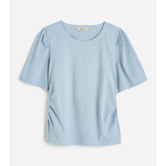 Madewell | NWT Side-Cinch Puff-Sleeve Tee in Feather Blue | Sz XXS - Picture 1 of 8